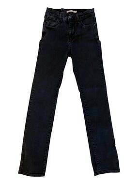 Levis 724 High Rise Straight Jeans Size 25 Black flattering stretch Denim Womens